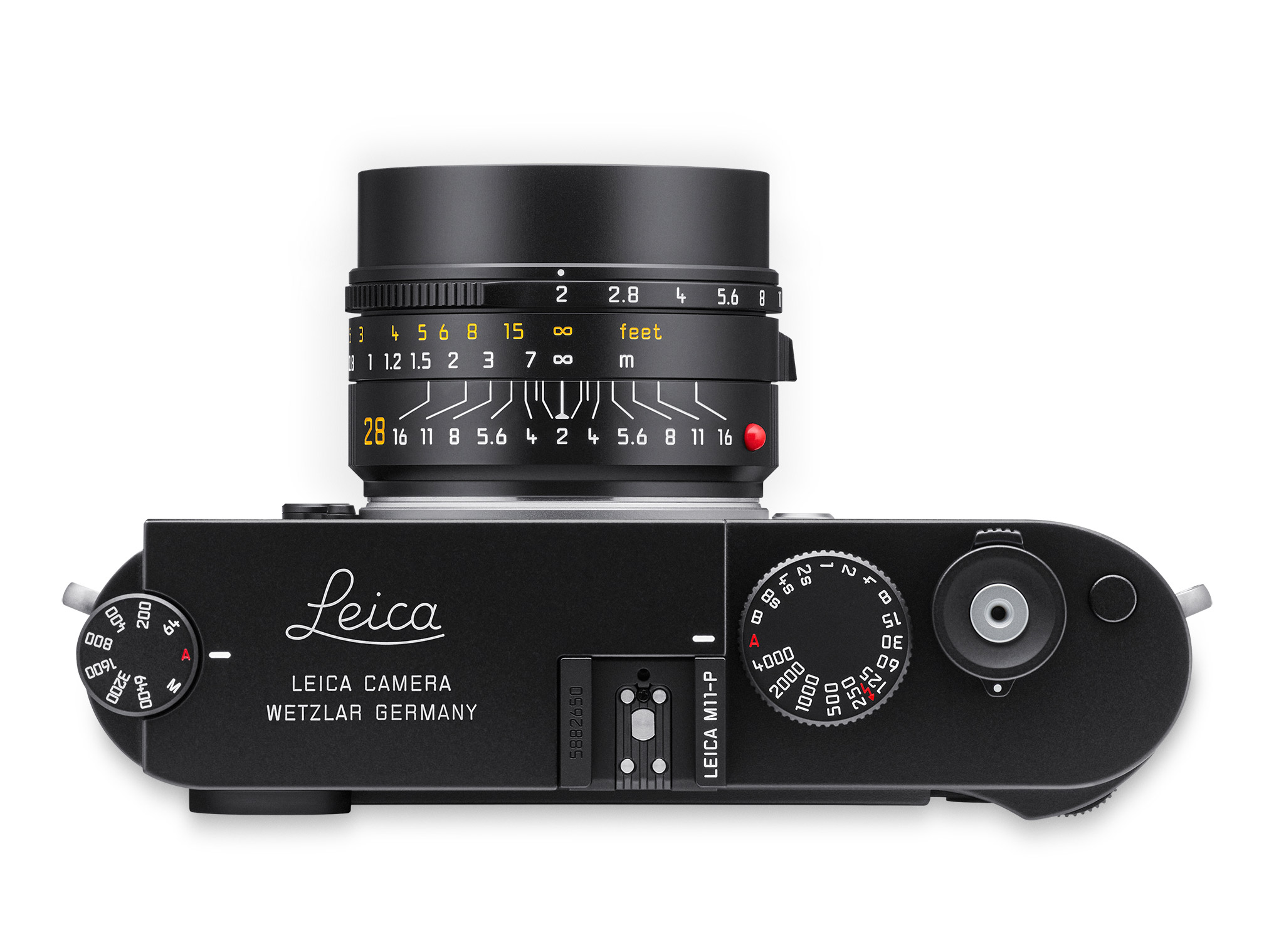 Leica M11-P в черном цвете, вид сверху